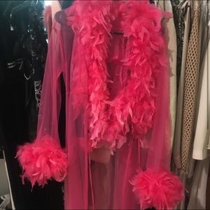 Hot Pink Feather Robe NEVER WORN !!